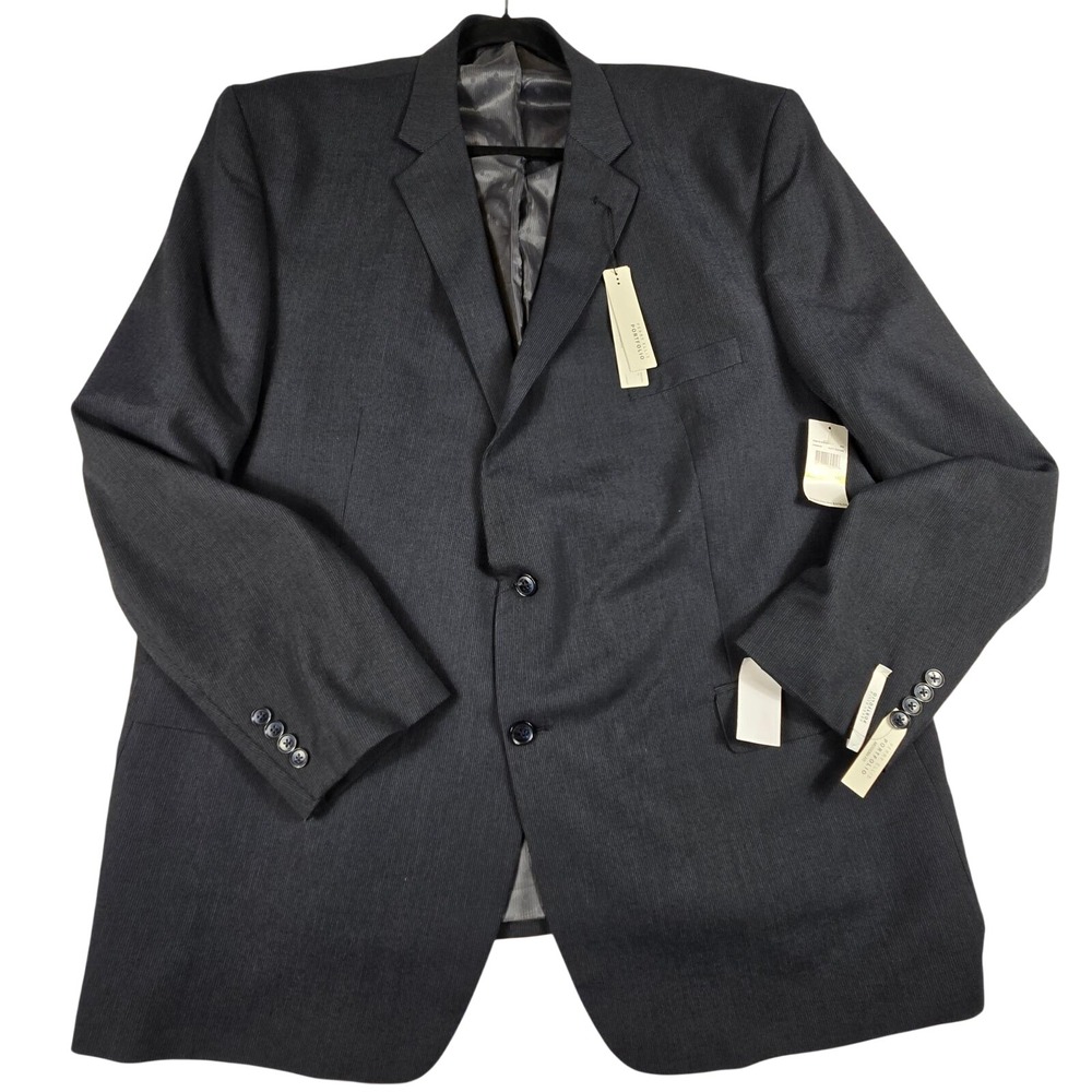 Perry Ellis Portfolio Suit Jacket Mens 56L Navy Texture Modern Fit Blazer NWT